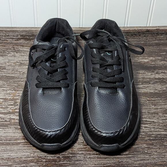 Infinity By Cherokee Women's Black Flow Faux Leather Lace Up Work Sneaker Size 9 - Picture 2 of 7